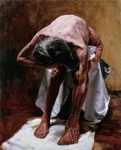 「老いる」（習作）　三栖右嗣　１９７４年　油彩　９１×７１．５センチ