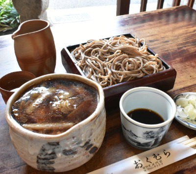 「手打そば おくむら」の鴨汁と田舎せいろ