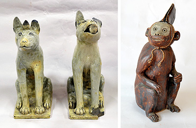「鉄釉神猿（てつゆうまさる）」「灰釉神狐（かいゆうしんこ）」