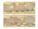 呉春「海辺山水図」江戸時代中期～後期　紙本着色　屛風六曲一双　右隻96.7×280.3センチ左隻96.5×280.7センチ